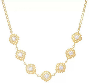Casa Padrino Luxus Damen Halskette Gold - Elegante handgefertigte vergoldete Sterlingsilber Kette mit Edelsteinen - Luxus Damenschmuck