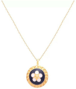 Casa Padrino Luxus Damen Halskette Gold / Blau / Wei - Handgefertigte 19,2 Karat Gold Kette mit edler Emaille - Hochwertiger Damenschmuck - Luxus Qualitt
