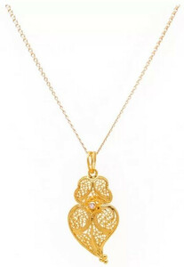 Casa Padrino Luxus Damen Halskette - Handgefertigte 19,2 Karat Gold Kette mit Diamant - Hochwertiger Damenschmuck - Luxus Qualitt