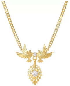 Casa Padrino Luxus Damen Halskette Tauben Gold - Handgefertigte vergoldete Sterlingsilber Kette mit Edelsteinen - Eleganter Luxus Damenschmuck