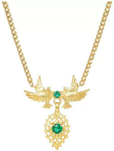 Casa Padrino Luxus Damen Halskette Tauben Gold / Grn - Handgefertigte vergoldete Sterlingsilber Kette mit Edelsteinen - Eleganter Luxus Damenschmuck