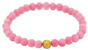 Casa Padrino Luxus Damen Korallen Perlen Armband mit Goldperle Rosa / Gold - Hochwertiger Korallen & 19,2 Karat Gold Damenschmuck - Damen Armschmuck - Luxus Qualit�t