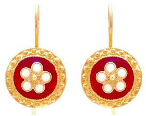Casa Padrino Luxus Damen Ohrringe Gold / Rot / Wei - Handgefertigte vergoldete Ohrringe mit edler Emaille - Luxus Damenschmuck