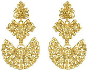 Casa Padrino Luxus Damen Ohrringe Gold - Elegante vergoldete Sterlingsilber Ohrringe - Filigraner Damenschmuck - Handgefertigter Damen Ohrschmuck