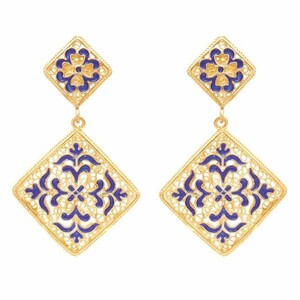 Casa Padrino Luxus Damen Ohrringe Gold / Blau - Vergoldete Sterlingsilber Ohrringe