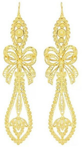 Casa Padrino Luxus Damen Ohrringe 8,5 cm - Elegante handgefertigte vergoldete Sterlingsilber Ohrringe - Luxus Damenschmuck