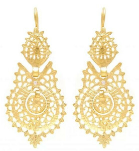 Casa Padrino Luxus Damen Ohrringe - Handgefertigte 19,2 Karat Gold Ohrringe mit edlen Diamanten - Hochwertiger Damenschmuck - Luxus Qualit�t