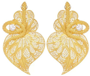 Casa Padrino Luxus Damen Ohrringe Schlange Gold - Elegante vergoldete Sterlingsilber Ohrringe mit Edelsteinen - Luxus Damenschmuck