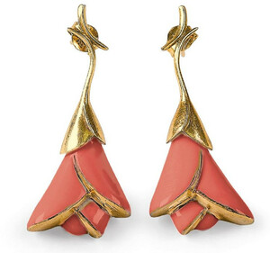 Casa Padrino Luxus Damen Ohrringe Rot / Gold - 18 Karat vergoldete Sterlingsilber Ohrringe mit feinstem spanischen Porzellan - Damen Ohrschmuck - Hochwertiger Damenschmuck