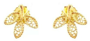 Casa Padrino Luxus Damen Ohrstecker - Handgefertigte 19,2 Karat Gold Ohrringe - Hochwertiger Luxus Damenschmuck