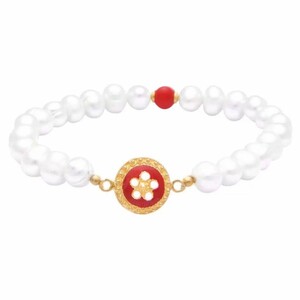 Casa Padrino Luxus Damen Perlen Armband Wei� / Gold / Rot - Damenschmuck