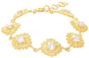 Casa Padrino Luxus Damen Armband Gold - Elegantes handgefertigtes vergoldetes Sterlingsilber Armband mit Edelsteinen - Damen Armschmuck - Damenschmuck