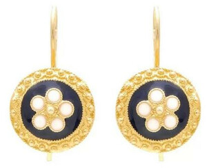 Casa Padrino Luxus Damen Ohrringe Gold / Blau / Wei - Handgefertigte vergoldete Ohrringe mit edler Emaille - Luxus Damenschmuck