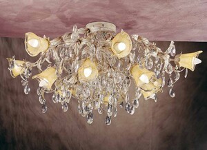 Casa Padrino Barock Deckenleuchte Antikwei�  90 x T. 45 cm 16-flammig - Handgefertigte Leuchte aus Italien - Barock Leuchten
