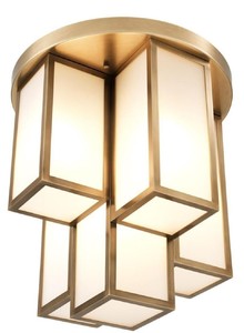 Casa Padrino Luxus Deckenleuchte Antik Messingfarben / Wei�  50 x H. 53,5 cm - Luxus Qualit�t