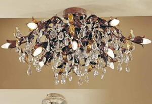 Casa Padrino Barock Deckenleuchte Rostbraun  90 x T. 45 cm 16-flammig - Handgefertigte Leuchte aus Italien - Barock Leuchten