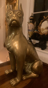 Casa Padrino Luxus Deko Figur Boxer Hund Gold H. 65 cm - Wetterbestndige Deko Skulptur - Wohnzimmer Deko - Garten Deko - Luxus Deko Tierfigur