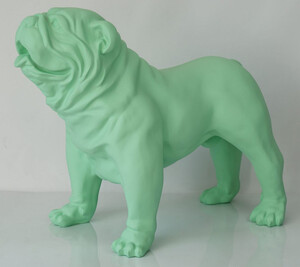 Casa Padrino Luxus Deko Figur Hund Bulldogge Hellgr�n 85 x 45 x H. 74 cm - Kunstharz Deko Skulptur - Wohnzimmer Deko - Luxus Deko Tierfigur