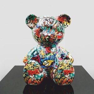 Casa Padrino Luxus Deko Figur Teddyb�r Bunt H. 35 cm - Deko Tierfigur