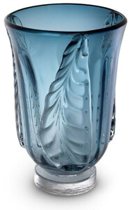 Casa Padrino Luxus Deko Glas Vase Blau  24,5 x H. 35 cm - Elegante mundgeblasene Blumenvase - Deko Accessoires