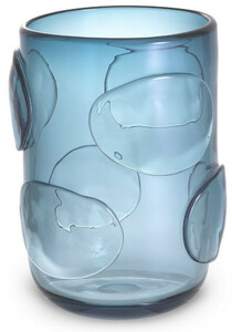 Casa Padrino Luxus Deko Glas Vase Blau  19 x H. 27 cm - Elegante mundgeblasene Blumenvase - Luxus Kollektion
