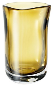 Casa Padrino Luxus Deko Glas Vase Gelb  14 x H. 22 cm - Mundgeblasene Blumenvase - Luxus Deko Accessoires