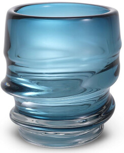 Casa Padrino Luxus Deko Glas Vase Blau  22 x H. 24 cm - Elegante mundgeblasene Blumenvase - Luxus Deko Accessoires