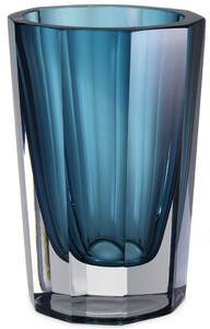 Casa Padrino Luxus Deko Glas Vase Blau  12 x H. 18 cm - Elegante handgefertigte 8-eckige Blumenvase - Deko Accessoires