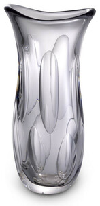 Casa Padrino Luxus Deko Glasvase Grau 19 x 14 x H. 39 cm - Elegante Blumenvase aus mundgeblasenem Glas - Deko Accessoires