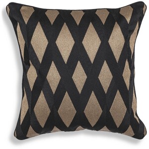 Casa Padrino Luxus Deko Kissen Schwarz / Gold 50 x 50 cm - Edles Zierkissen mit elegantem Rautenmuster - Luxus Qualit�t - Hotel Kollektion