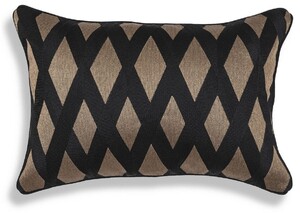 Casa Padrino Luxus Deko Kissen Schwarz / Gold 60 x 40 cm - Rechteckiges Zierkissen mit elegantem Rautenmuster - Luxus Qualitt - Hotel Kollektion