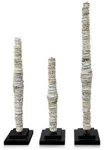 Casa Padrino Luxus Deko Muschel S�ulen Set Wei� / Mehrfarbig / Schwarz - Wohnzimmer Deko - Schreibtisch Deko - Luxus Deko Accessoires - Luxus M�bel