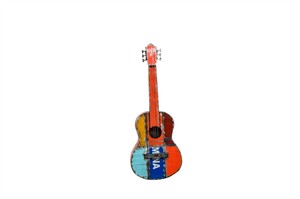 Casa Padrino Luxus Deko Objekt 37 x 10 x H. 100 cm - Dekorative Gitarre aus recyceltem �lfass Metall - Luxus Deko Accessoires