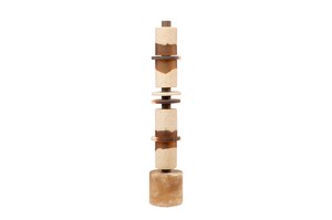 Casa Padrino Luxus Deko Objekt Cremewei� / Braun  11 x H. 62,7 cm - Hohe Skulptur Strata aus Kunstharz und Sand - Luxus Deko Accessoires