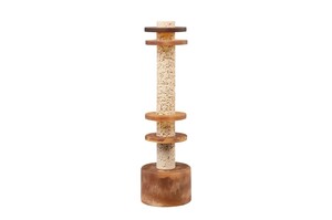 Casa Padrino Luxus Deko Objekt Cremewei� / Braun  12,1 x H. 42,5 cm - Skulptur Strata aus Kunstharz und Sand - Luxus Deko Accessoires