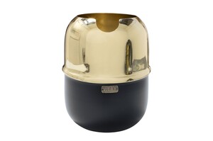 Casa Padrino Luxus Deko Objekt Gold / Schwarz  18 x H. 21,2 cm - Weink�hler aus massivem poliertem Messing mit schwarzem Boden - Luxus Deko Accessoires