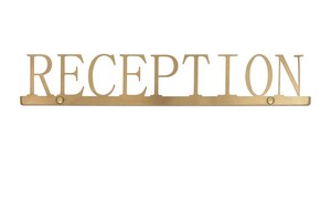 Casa Padrino Luxus Deko Objekt Gold 35,4 x 1,1 x H. 6 cm - Edelstahl Schriftzug Reception in geb�rsteter Goldoptik - Luxus Deko Accessoires