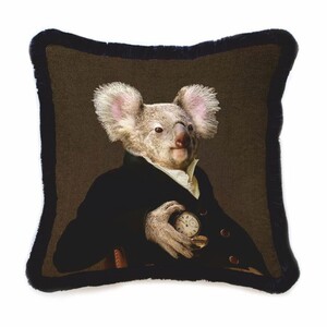 Casa Padrino Luxus Deko Samt Kissen Sir Koala B�r Braun / Schwarz 45 x 45 cm
