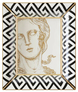 Casa Padrino Luxus Deko Schale G�ttin Wei� / Schwarz / Gold 20,5 x 17,5 x H. 13,5 cm - Handbemalte Porzellan Schale - Luxus Qualit�t - Made in Italy