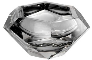 Casa Padrino Luxus Kristallglas Sch�ssel Grau 20 x 20 x H. 9,5 cm - Sechseckige Deko Sch�ssel - Luxus Accessoires