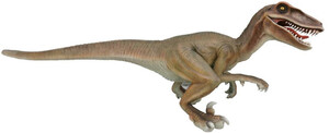 Casa Padrino Luxus Deko Skulptur Dinosaurier Velociraptor Braun 355 x 127 x H. 150 cm - Riesige Gartenskulptur - Lebensgroe Skulptur - XXL Deko Skulptur - XXL Deko Figur - XXL Dinosaurier
