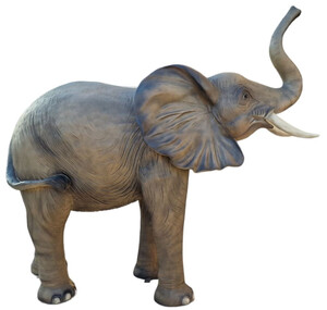 Casa Padrino Luxus Deko Skulptur Elefant Grau / Braun 160 x 66 x H. 160 cm - Gro�e Deko Figur - XXL Deko Skulptur - XXL Deko Figur - Wohnzimmer Deko - Garten Deko - Luxus Deko XXL Figuren