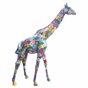 Casa Padrino XXL Deko Skulptur Giraffe Bunt H. 320 cm - Lebensgro�e Deko Figur