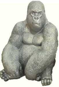 Casa Padrino Luxus Deko Skulptur Gorilla Affe Silber H. 75 cm - Wetterbest�ndige Gartendeko Figur - Deko Figur - Deko Tierfigur - Garten Deko - Luxus Deko Accessoires