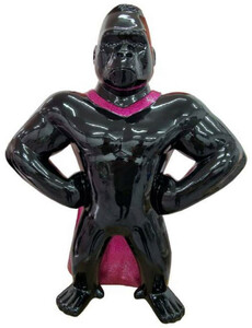 Casa Padrino Luxus Deko Skulptur Gorilla Affe Schwarz / Lila H. 75 cm - Wetterbest�ndige Deko Figur - Wohnzimmer Deko Figur - Garten Deko Figur - Luxus Deko Tierfigur