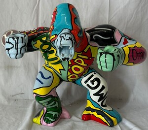 Casa Padrino Deko Figur Gorilla Affe Bunt H. 50 cm - Deko Skulptur