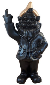 Casa Padrino Luxus XXL Deko Skulptur Gartenzwerg Schwarz / Gold H. 170 cm - Gro�e Gartenskulptur - Luxus XXL Garten Deko Figur
