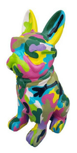 Casa Padrino Luxus Deko Skulptur Hund Bulldogge Mehrfarbig H. 80 cm - Gro�e Deko Figur - XXL Deko Skulptur - XXL Deko Figur - Wohnzimmer Deko - Garten Deko - Luxus Deko XXL Figuren