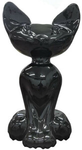 Casa Padrino Luxus Deko Skulptur Katze Schwarz H. 130 cm - Gro�e Deko Figur - XXL Deko Skulptur - XXL Deko Figur - XXL Tierfigur - Wohnzimmer Deko - Garten Deko - Luxus Deko XXL Figuren