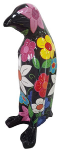 Casa Padrino Luxus Deko Skulptur Pinguin Schwarz / Bunt H. 93 cm - Gro�e Deko Figur - XXL Deko Skulptur - XXL Deko Figur - XXL Tierfigur - Wohnzimmer Deko - Garten Deko - Luxus Deko XXL Figuren
